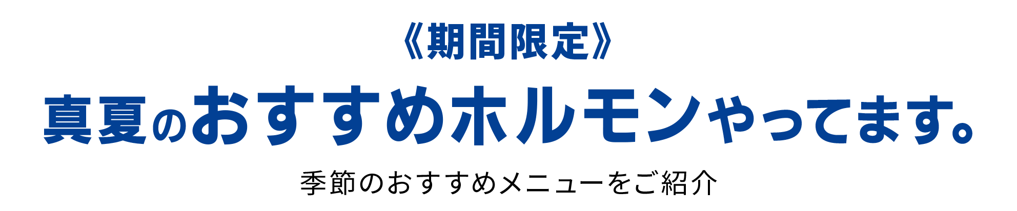 真夏のおすすめのホルモンやってます。